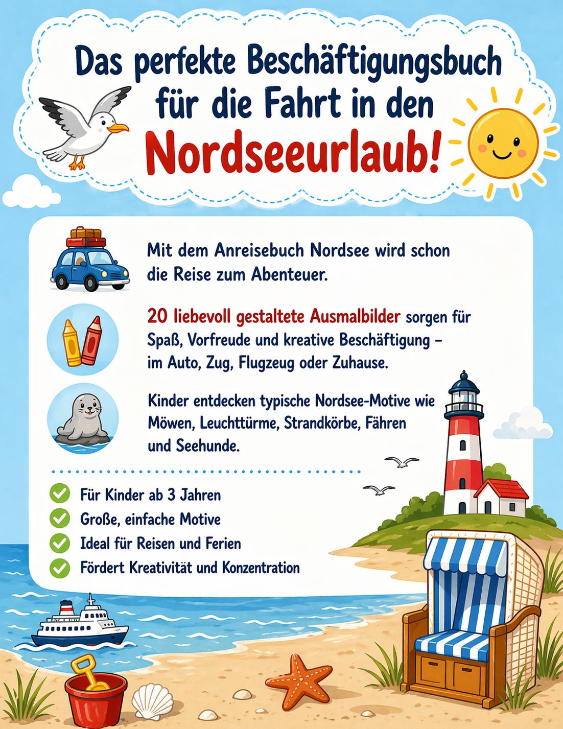 Anreisebuch Nordsee – Das kreative Beschäftigungsbuch für entspannte Familienreisen