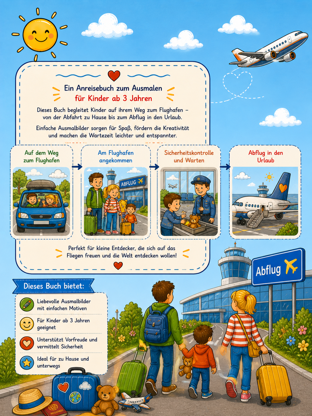 Anreisebuch „Wir fliegen in den Urlaub“ – Das kreative Beschäftigungsbuch für kleine Flugreisende